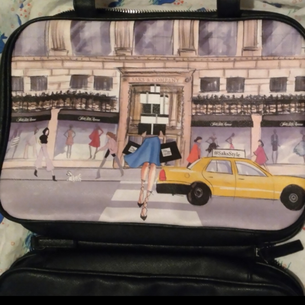 Saks Fifth Avenue makeup bag travel case cosmetic tote